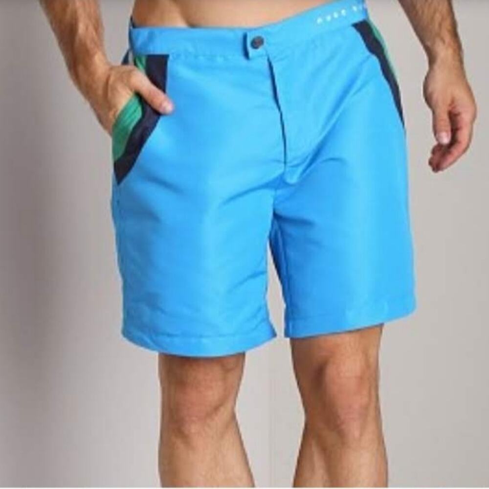 Hugo Boss Blue Swim Shorts Rainbowfish Lined Retro Y2K  Colorblock size Large